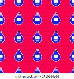 Blue Perfume icon isolated seamless pattern on red background.  Vector Illustration