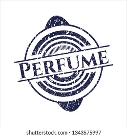 Blue Perfume rubber stamp with grunge texture