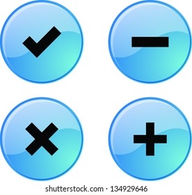 Blue permission buttons set vector illustration