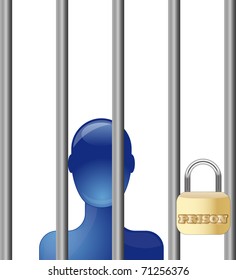 Blue person in prison with lock