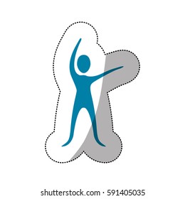 blue person stretching icon, vector illustraction design image