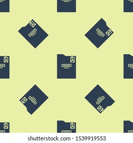 Blue Personal folder icon isolated seamless pattern on yellow background.  Vector Illustration