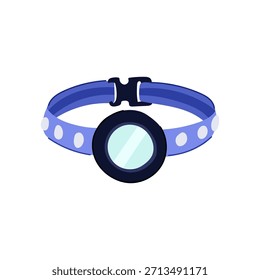 Blue pet collar featuring a smart circular tracking device and quick release buckle, providing safety and visibility for animal identification and location