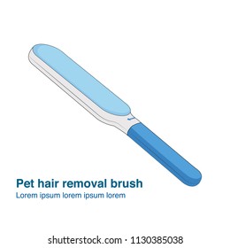 Blue pet fur and hair removal brush vector illustration 