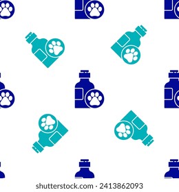 Blue Pet shampoo icon isolated seamless pattern on white background. Pets care sign. Dog cleaning symbol.  Vector