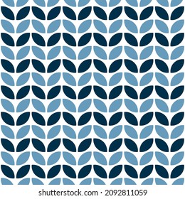 Blue petals seamless pattern with white background.