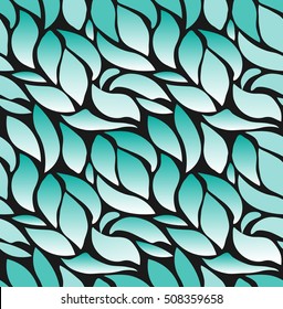 Blue petals. Winter seamless pattern. Abstract waves. 