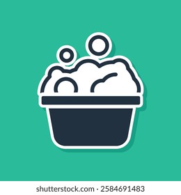 Blue Pets bath icon isolated on green background.  Vector