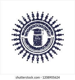 Blue Phd thesis icon inside rubber texture