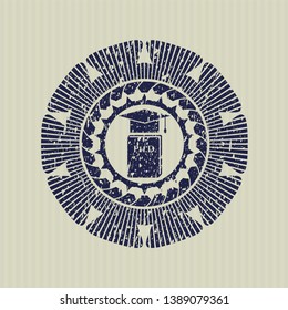 Blue Phd thesis icon inside grunge seal