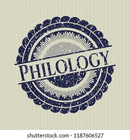 Blue Philology rubber grunge texture seal