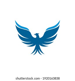 blue phoenix birds flying logo, vector illustrations