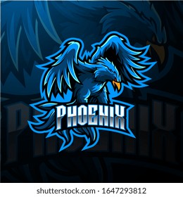 Blue phoenix esport mascot logo design