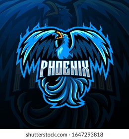 Blue phoenix esport mascot logo design