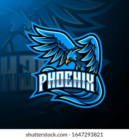 Blue phoenix esport mascot logo design