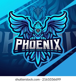 Blue phoenix esport mascot logo design