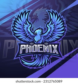 Diseño del logotipo de la mascota de deportes Blue phoenix