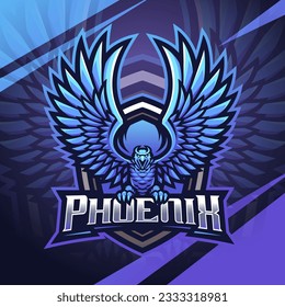 Diseño del logotipo de la mascota de deportes Blue phoenix