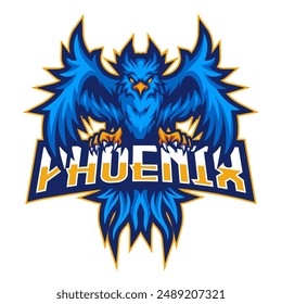 Blauer Phoenix eSport Maskottchen Logo Design