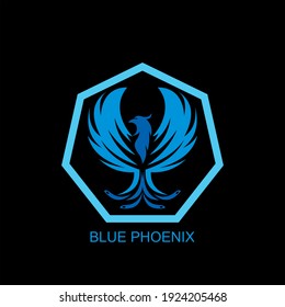 blue phoenix logo in pentagon shape , vector illustrations