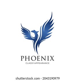 blue phoenix logo, simple heaven birds vector illustrations
