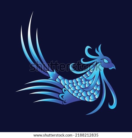 Blue phoenix mascot illustrations. retro style