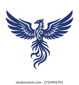 Blue Phoenix Tribal Tattoo Vector Logo Template