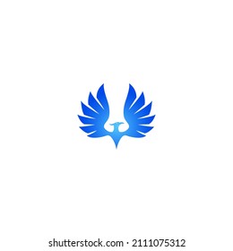 blaues phoenix-Vektordesign für Symbol, Symbol oder Logo. geeignet für Firmenlogo