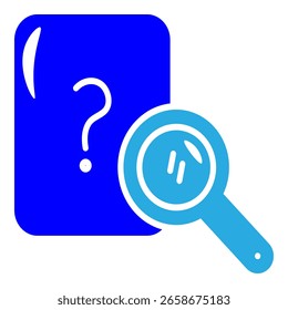 Blue phone book with search icon representing contact lookup, directory search, or phone number exploration in digital tools.