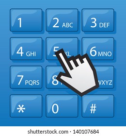 Blue Phone Dial Pad With Digital Pointer Hand 