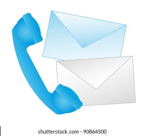 blue phone with envelope cartoons vector illustration
