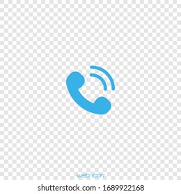 Icono de teléfono azul. Gráficos vectoriales.