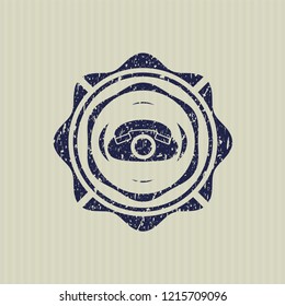 Blue phone icon inside rubber seal