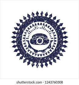 Blue phone icon inside rubber seal