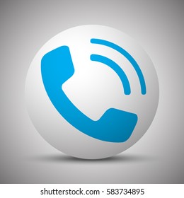 Blue Phone icon on white sphere