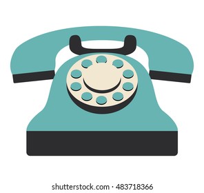 Blue phone icon. retro technology gadget and antique theme. Isolated design. Vector illustration