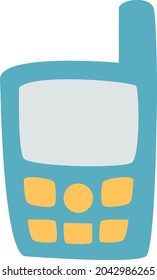Teléfono azul, ilustración, vector, sobre fondo blanco.