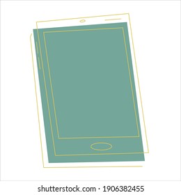 Teléfono azul o tablet con un botón y espacio en la pantalla para obtener información