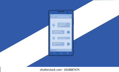 Blue phone Blue and white background