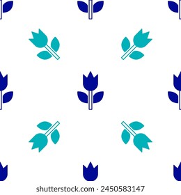 Blue Photo mode macro icon isolated seamless pattern on white background.  Vector
