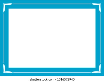 Blue photo picture art frame border passepartout vector simple
