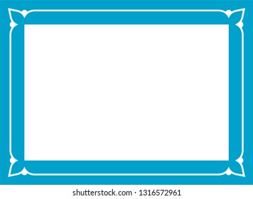 Blue photo picture art frame border passepartout vector simple