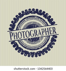 Blue Photographer distress rubber grunge seal