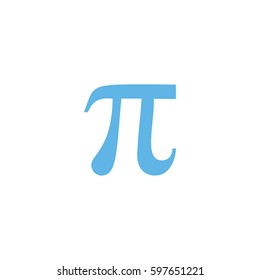 Blue Pi vector icon. 