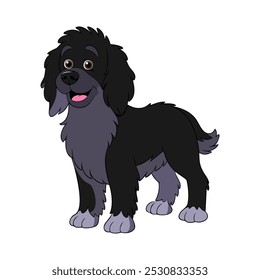 Blue Picardy Spaniel dog breed vector illustration isolated on white background in cartoon style.