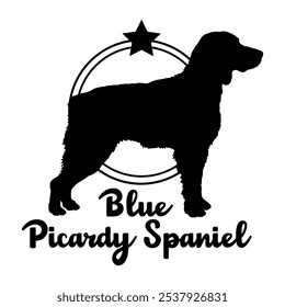 Blue Picardy Spaniel dog silhouette,  dog, dog breeds, logo, vector, silhouette, logo design, animal, illustration, icon, sign, design, black,  symbol, pet