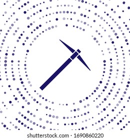 Blue Pickaxe icon isolated on white background. Abstract circle random dots. Vector Illustration