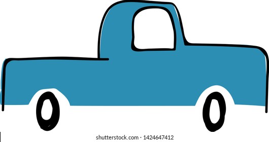 Blue pickup flat illustration design