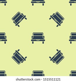 Blue Pickup truck icon isolated seamless pattern on yellow background.  Vector Illustration