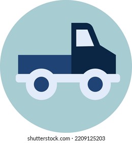 Blue pickup truck, illustration, vector on white background.